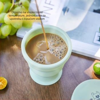 Silikonska sklopiva čaša za vodu – prijenosna za putovanja, otporna na visoke temperature, kompaktna mini sklopiva čaša