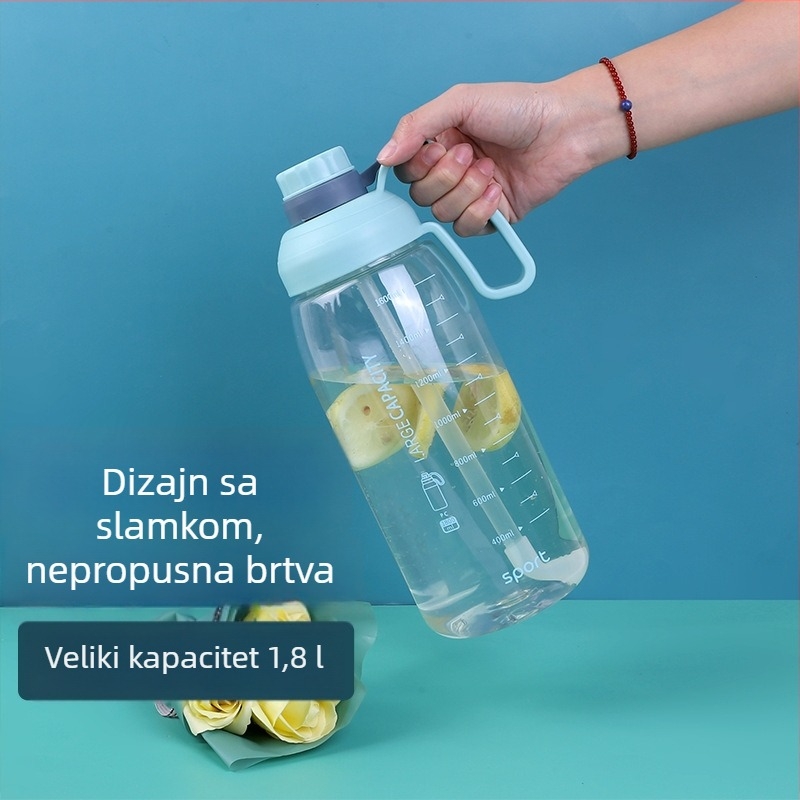 Novi moderan prijenosni vanjski sportski bokal za vodu, velik kapacitet, plastična boca s velikom ručkom