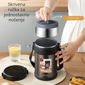 Tafuco izolirana kutija za ručak od nehrđajućeg čelika, veliki kapacitet, okrugli oblik, zadržava toplinu