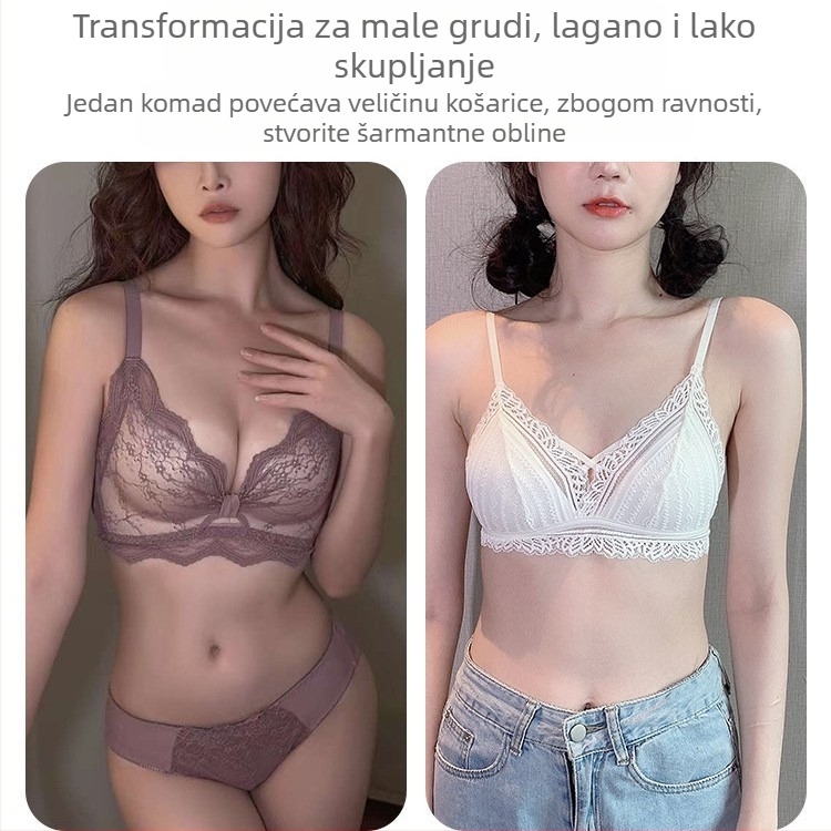 Seksi čipkano donje rublje za male grudi, push-up, bez žice, podesive naramenice, jesen-zima novi model