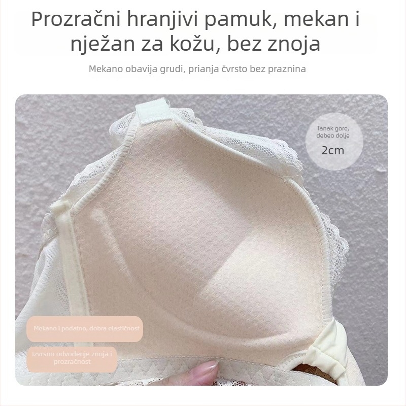 Seksi čipkano donje rublje za male grudi, push-up, bez žice, podesive naramenice, jesen-zima novi model