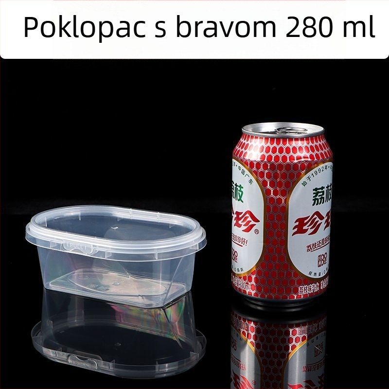 Jednokratna ovalna kutija za obrok s zaključavajućim poklopcem, debeli PP materijal