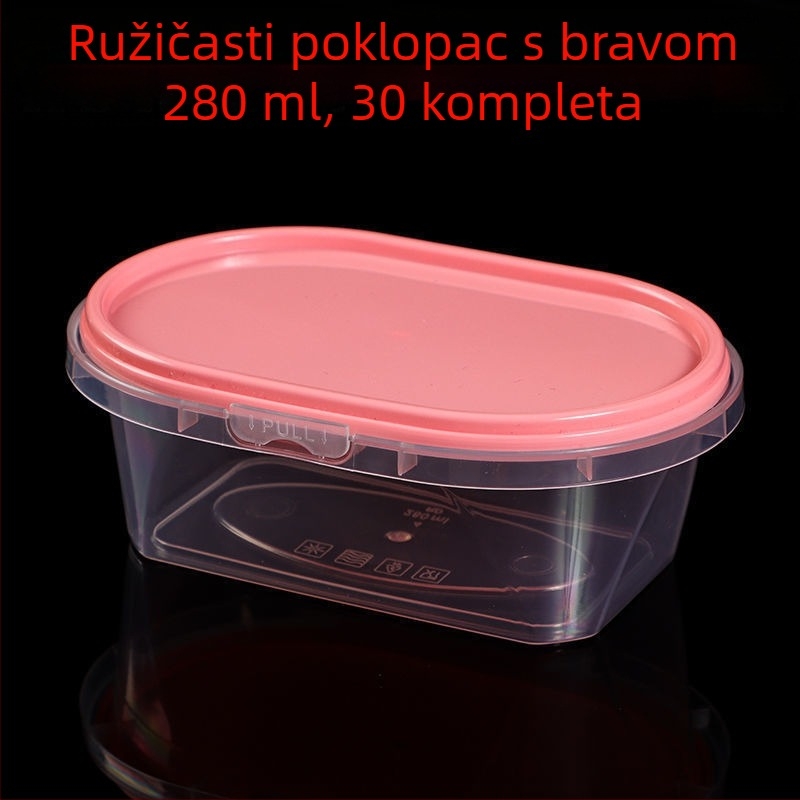 Jednokratna ovalna kutija za obrok s zaključavajućim poklopcem, debeli PP materijal