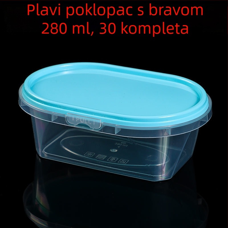 Jednokratna ovalna kutija za obrok s zaključavajućim poklopcem, debeli PP materijal