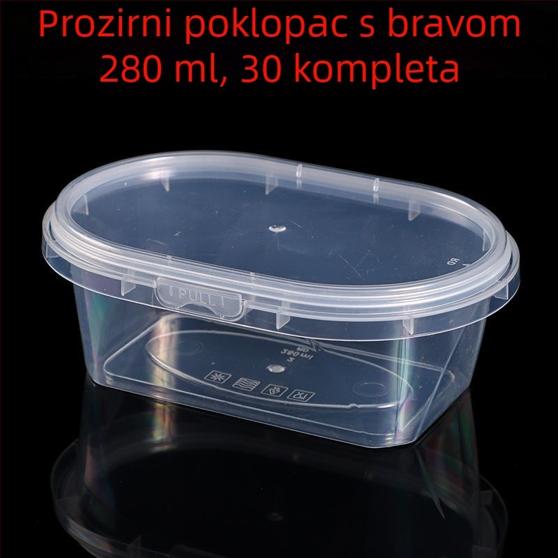 Jednokratna ovalna kutija za obrok s zaključavajućim poklopcem, debeli PP materijal