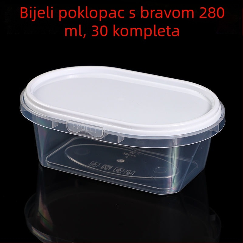 Jednokratna ovalna kutija za obrok s zaključavajućim poklopcem, debeli PP materijal