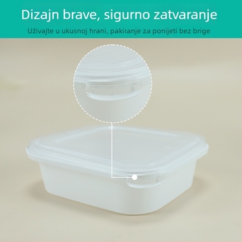 Jednokratna kutija za obrok, mikrovalno sigurna, čvrst zatvarač, kvadratnog oblika, za pakiranje hrane i voća.