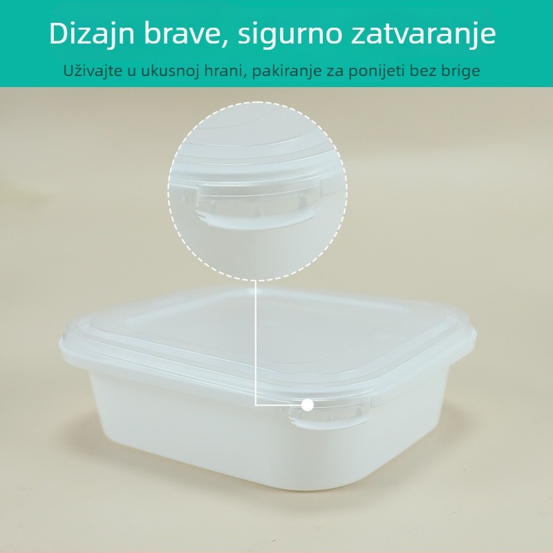 Jednokratna kutija za obrok, mikrovalno sigurna, čvrst zatvarač, kvadratnog oblika, za pakiranje hrane i voća.