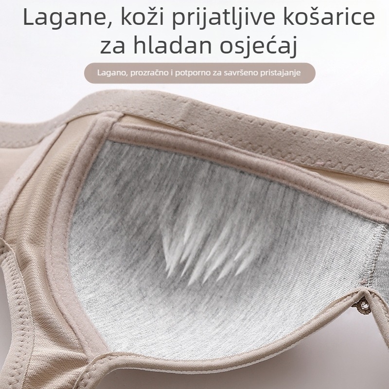 Plus veličine bezkostni dojiljni grudnjak, tanak i prozračan, podiže i skuplja, bočna potpora, lijep stražnji oblik, žensko donje rublje