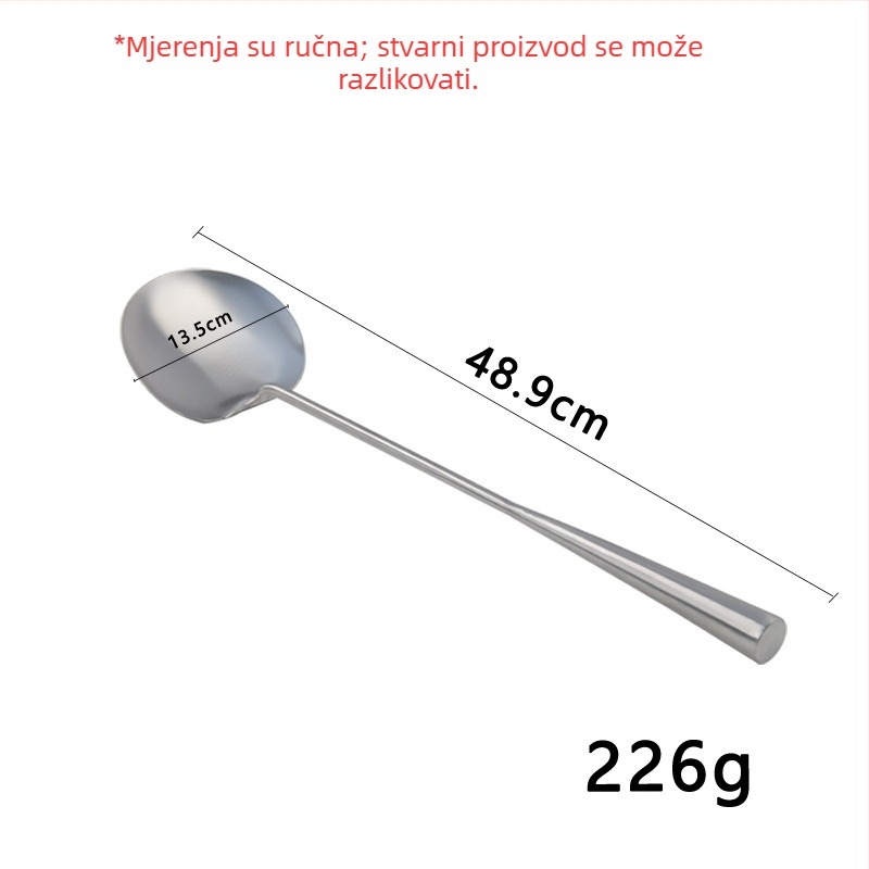 Nehrđajuća čelična žlica za prženje s otvorom za vješanje, s debelom dugom ili kratkom drškom, otporna na visoke temperature