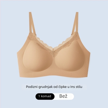 Čipkasti grudnjak s floralnim uzorkom, bez žice, prozračan, push-up efekt za manje grudi, podesive naramenice