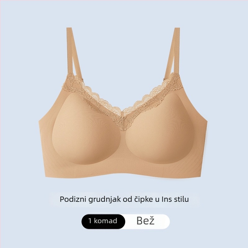 Čipkasti grudnjak s floralnim uzorkom, bez žice, prozračan, push-up efekt za manje grudi, podesive naramenice