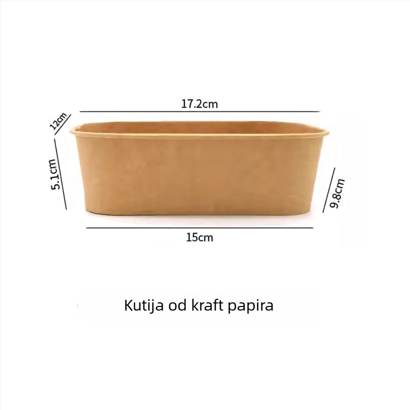Jednokratna zdjela od Kraft papira s čvrstom kutijom za dostavu, piknik i salatu, pravokutnog oblika