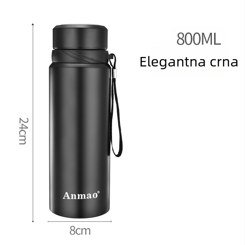 800 ml termos šalica od nehrđajućeg čelika s vakuumskom izolacijom, velika kapaciteta, prijenosna za vanjsku upotrebu, šalica za čaj s mogućnošću logotipa