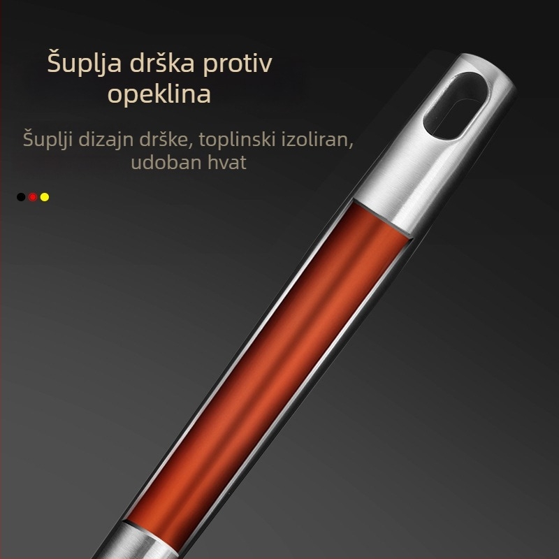 Set kuhinjskih alata od 304 nehrđajućeg čelika: spatula, jušna žlica, žlica s rupicama i skimmer za neprijanjajuće tavice