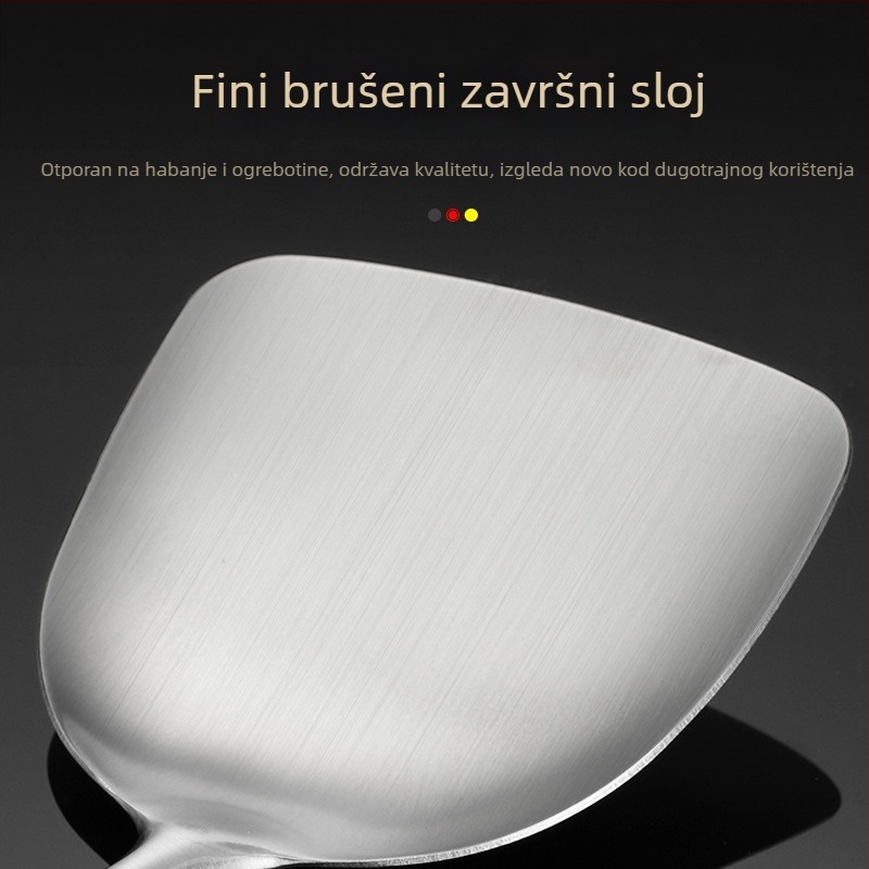 Set kuhinjskih alata od 304 nehrđajućeg čelika: spatula, jušna žlica, žlica s rupicama i skimmer za neprijanjajuće tavice