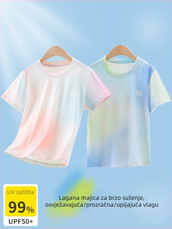 Ljetni dječji T-shirt s kratkim rukavima, brzo se suši, tie-dye uzorak, lagani sportski top za djecu