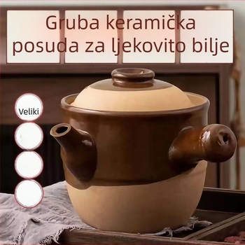 Stari lijekovni lonac od keramike, za dekociju biljnih lijekova, pogodan za mali plamen plinskog štednjaka