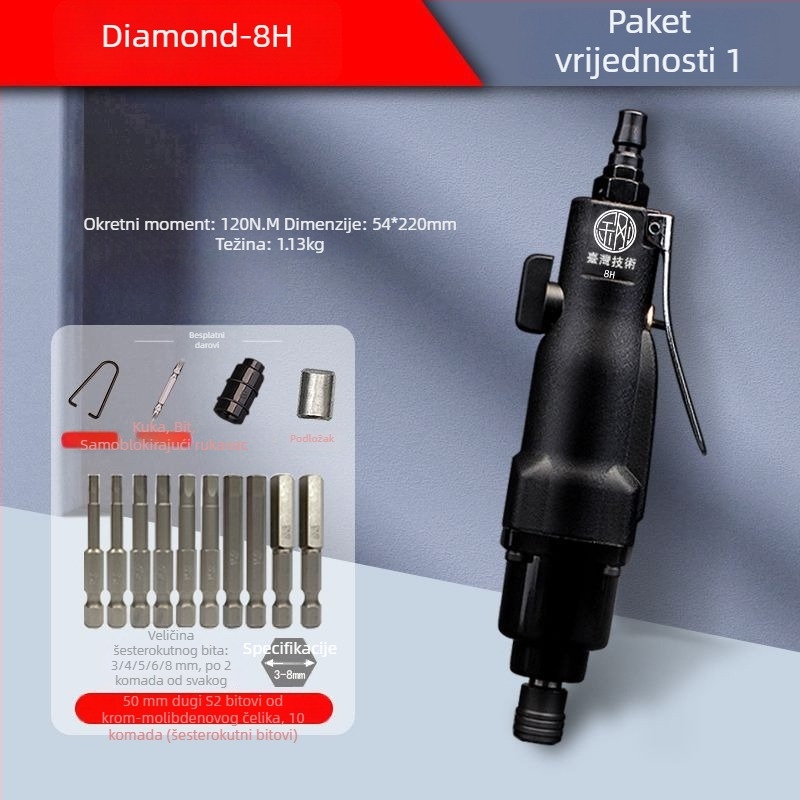 Diamond pneumatski odvijač velikog momenta, industrijske kvalitete, modeli 5H–16H (5301, 5303)