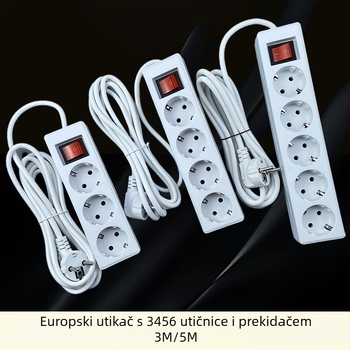 Produžni kabel europskog stila sa prekidačem, njemački utikač, GS/CE certifikat