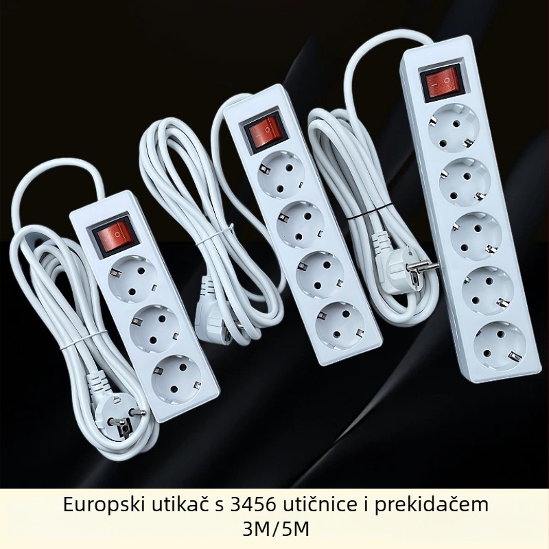 Produžni kabel europskog stila sa prekidačem, njemački utikač, GS/CE certifikat