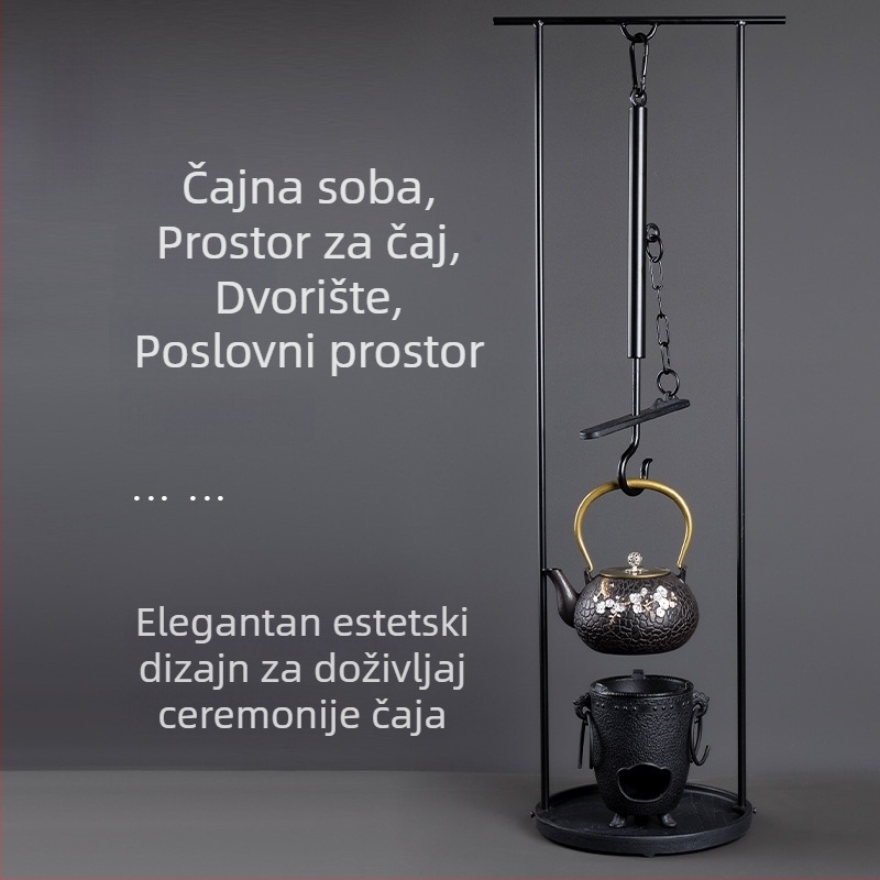 Rongshantang Čajna Soba – Desktop Set od lijevanog željeza s visećim čajnikom i priborom za pripremu čaja na ugljen