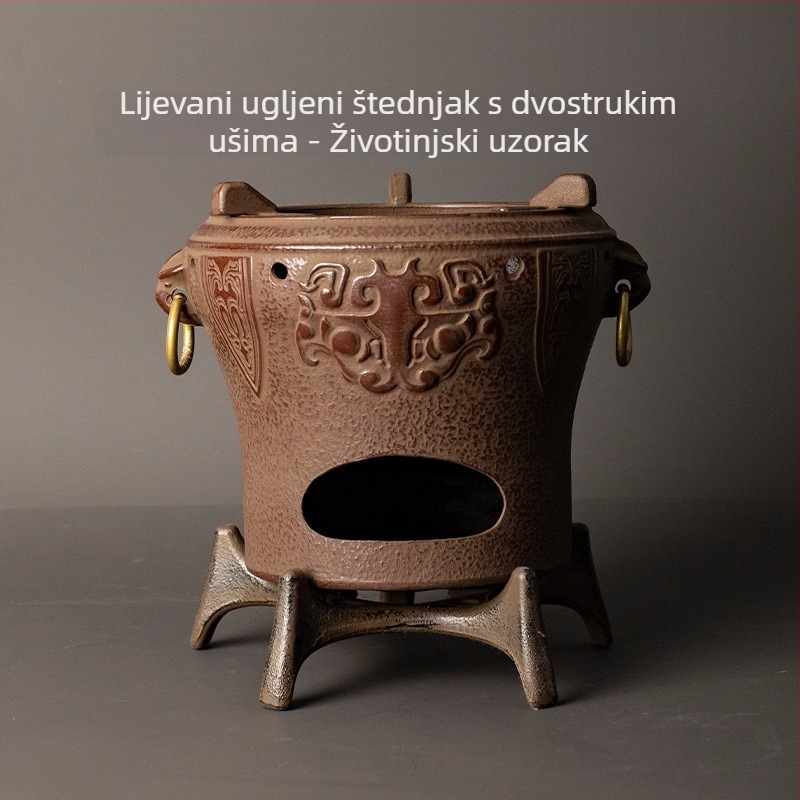Rongshantang Čajna Soba – Desktop Set od lijevanog željeza s visećim čajnikom i priborom za pripremu čaja na ugljen