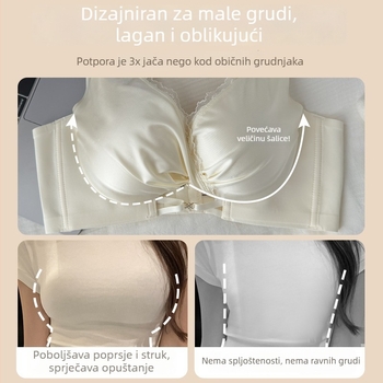 6617 Set grudnjaka sa sjajnim satenskim završetkom, bežični za male grudi, Modal tkanina, udobno i seksi donje rublje