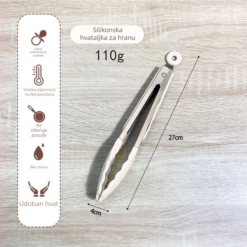 Set silikonskih kuhinjskih alata s drvenom ručkom: spatula, jušna žlica i žlica sa otvorima, otporan na visoke temperature, neprianjajuće