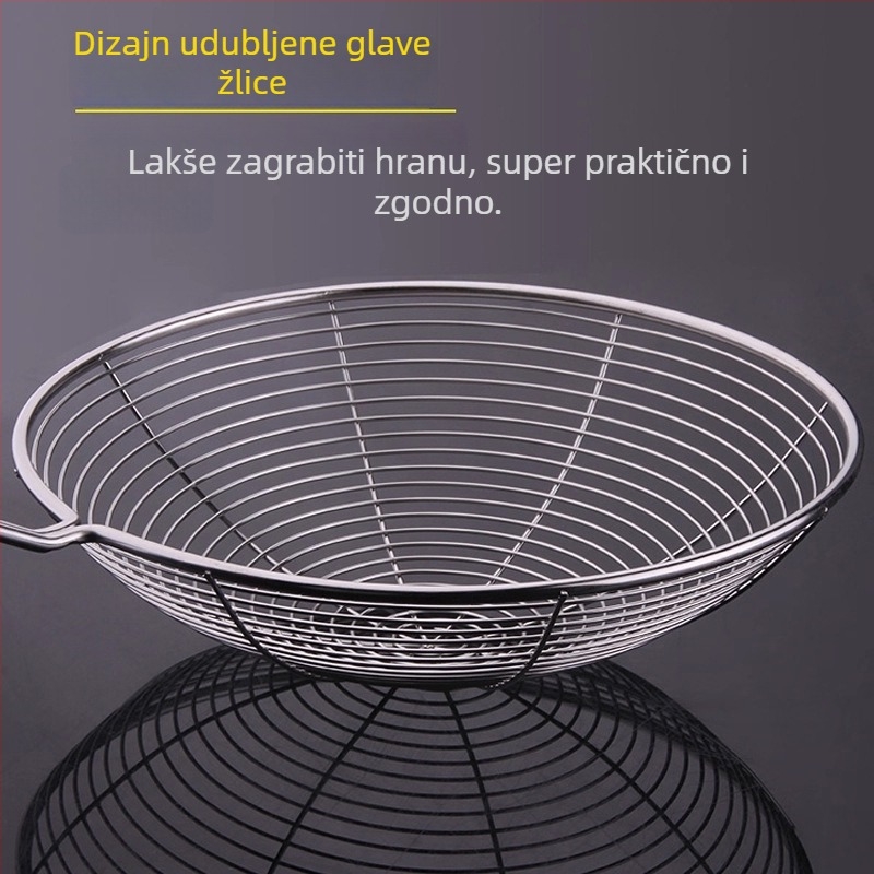 Nehrđajući čelična mrežasta kašika s kukom – za kuhanje juhe, prženje, knedle i rezance