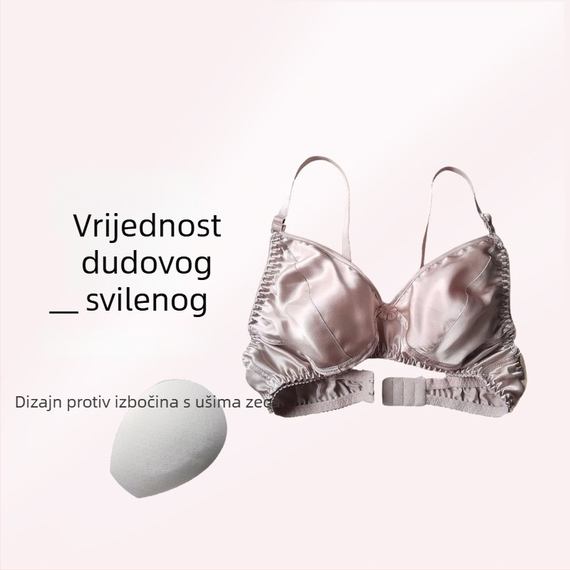 Sutien od dvostruko slojene Mulberry svile s košaricama u obliku zečjih ušiju, bez žica, ultra tanak, prozračan