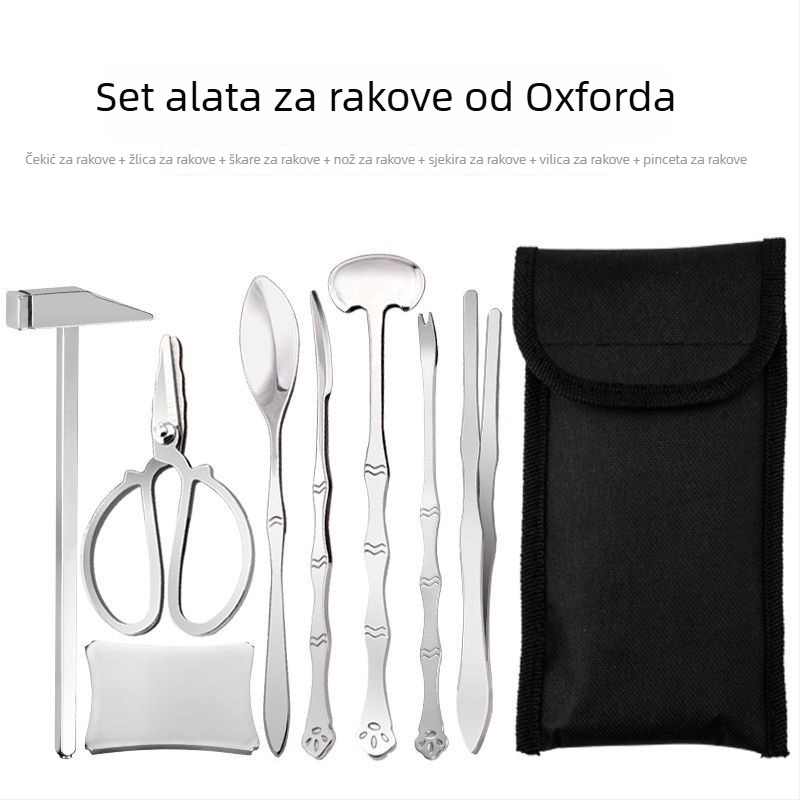 Osmeročlani set nehrđajućeg čelika za jedenje rakova, kliješta za rakove i škare za kućnu uporabu