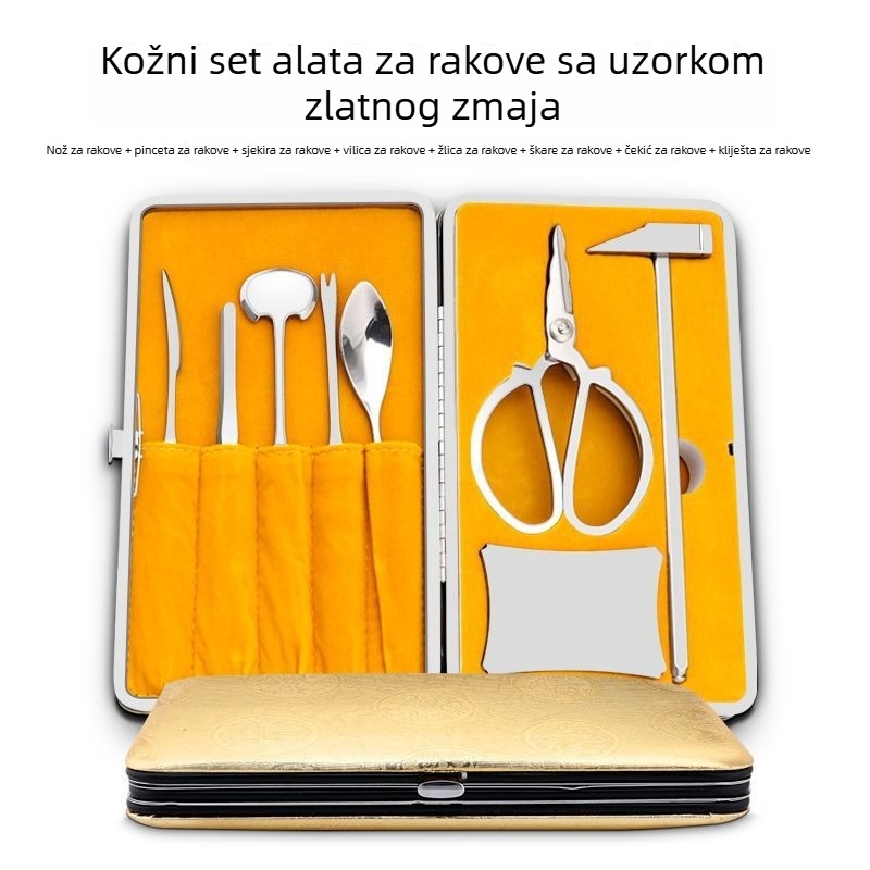 Osmeročlani set nehrđajućeg čelika za jedenje rakova, kliješta za rakove i škare za kućnu uporabu