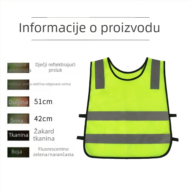 Dječja reflektirajuća vesta za aktivnosti na otvorenom, prozračna fluorescencijska sigurnosna odjeća s otiskom