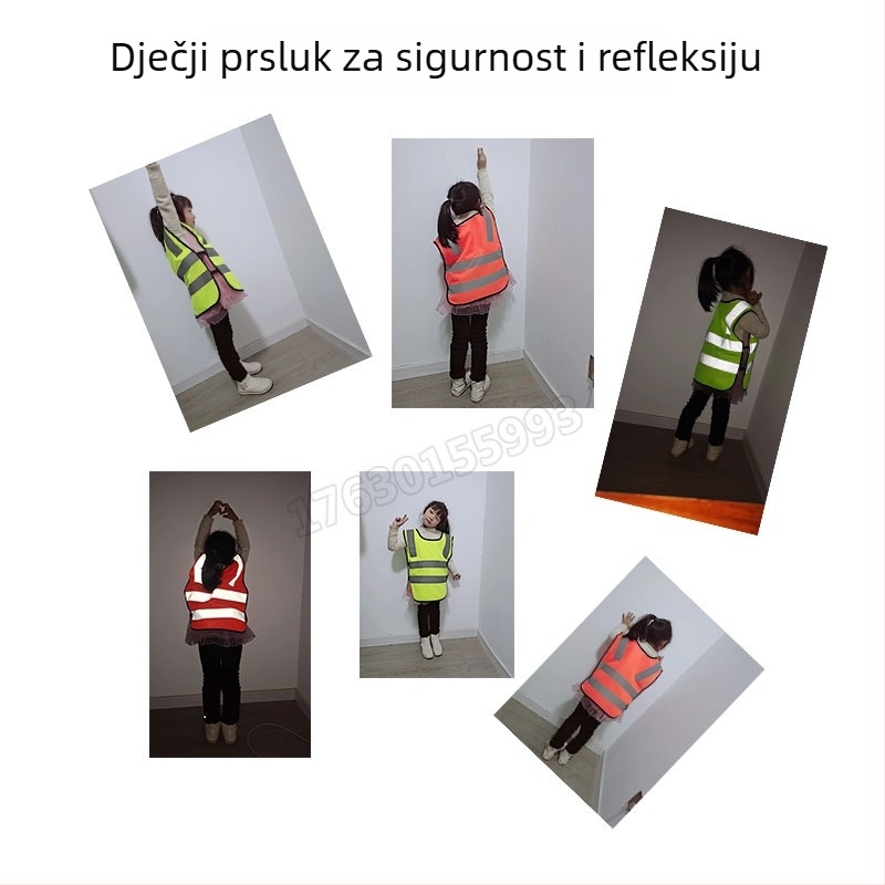 Dječja reflektirajuća vesta za aktivnosti na otvorenom, prozračna fluorescencijska sigurnosna odjeća s otiskom