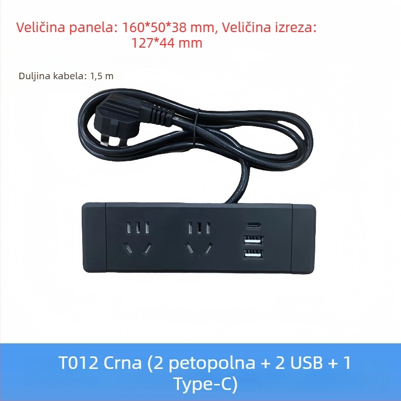 Parika Ugrađeni stolni razvodnik s USB punjenjem – Višefunkcionalni produžni blok