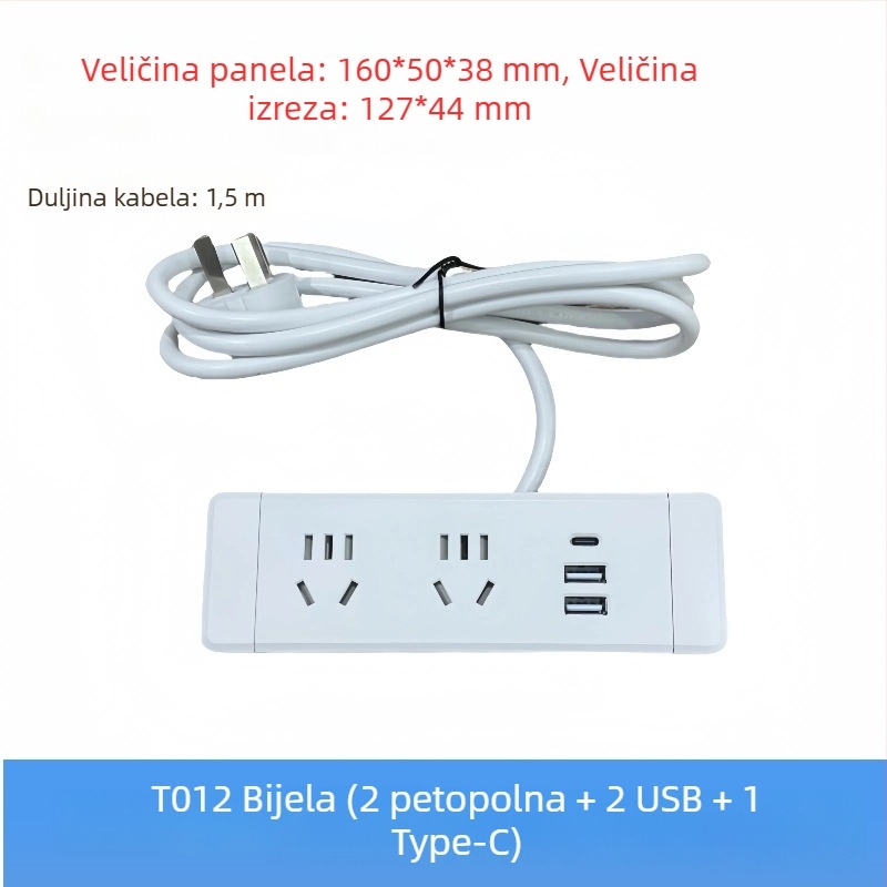 Parika Ugrađeni stolni razvodnik s USB punjenjem – Višefunkcionalni produžni blok