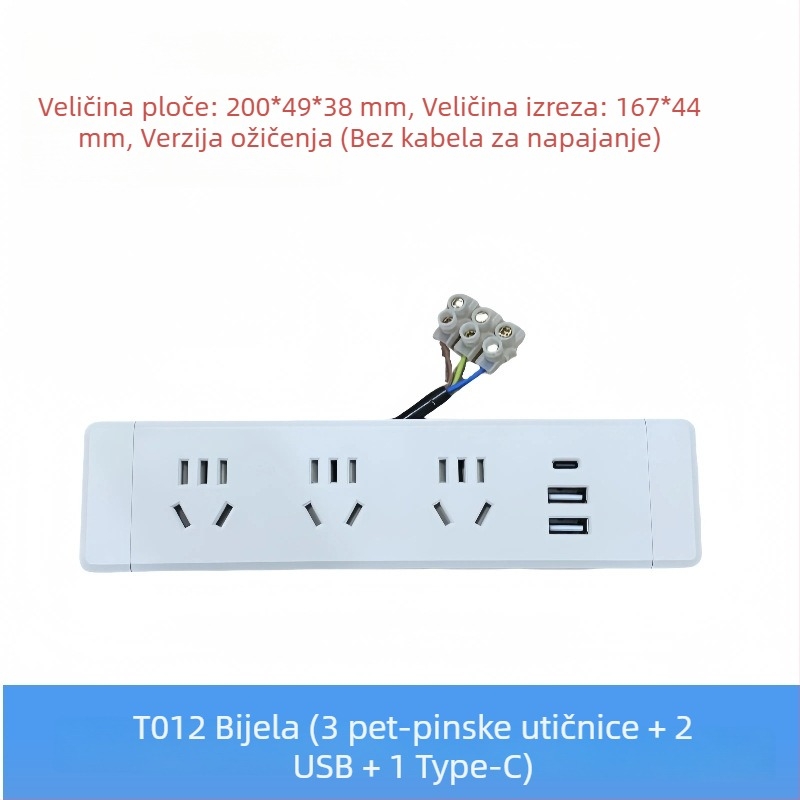 Parika Ugrađeni stolni razvodnik s USB punjenjem – Višefunkcionalni produžni blok