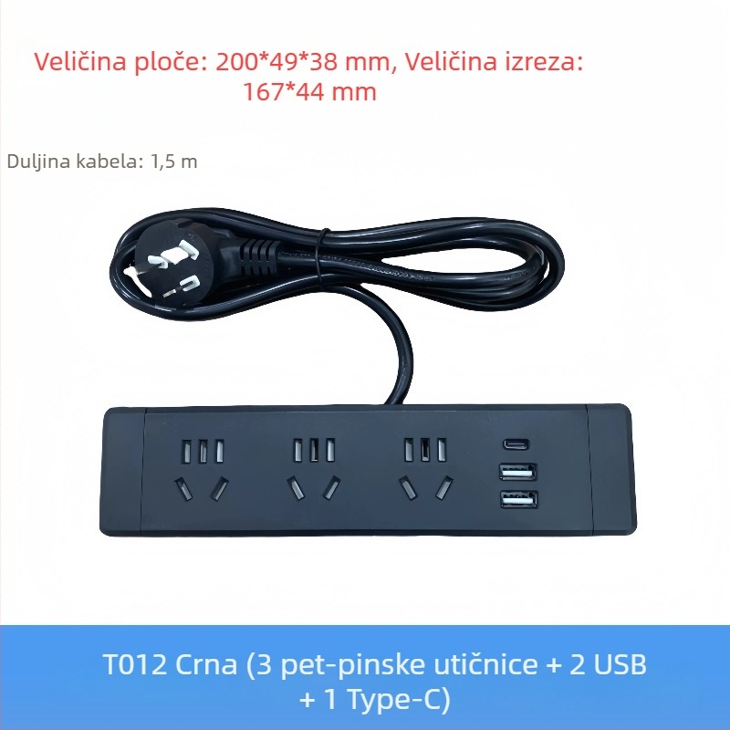 Parika Ugrađeni stolni razvodnik s USB punjenjem – Višefunkcionalni produžni blok