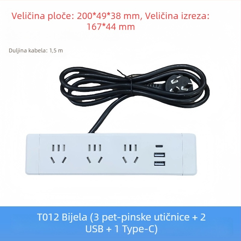 Parika Ugrađeni stolni razvodnik s USB punjenjem – Višefunkcionalni produžni blok