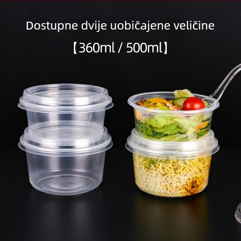 Jednokratni set posudica i štapića za jelo od plastike, okrugla kutija za hranu sa poklopcem, za vjenčanja
