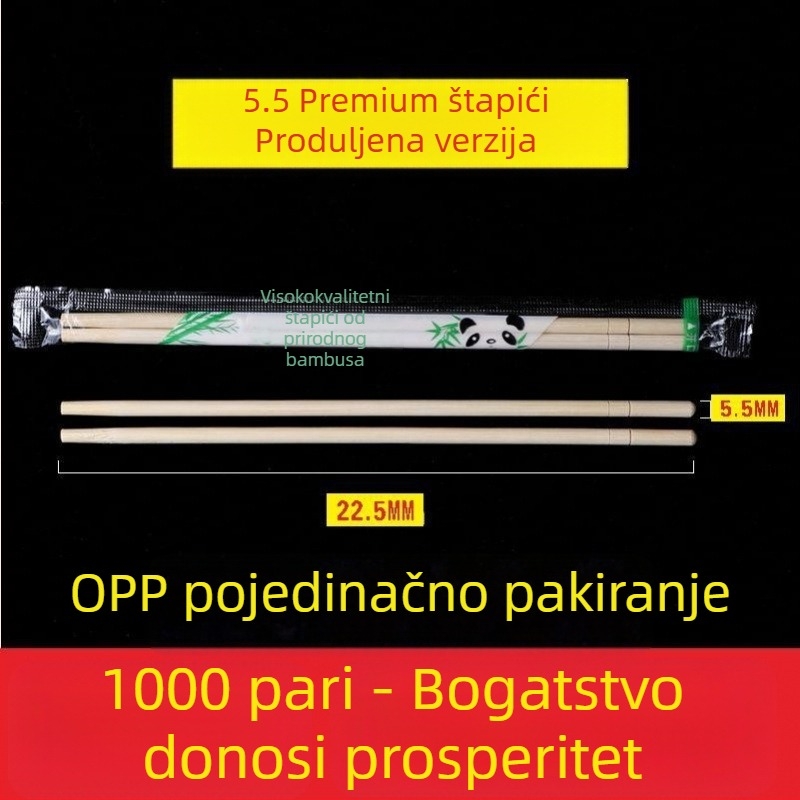 Jednokratni bambus štapići za jelo, pojedinačno pakirani, za restorane i kućnu upotrebu