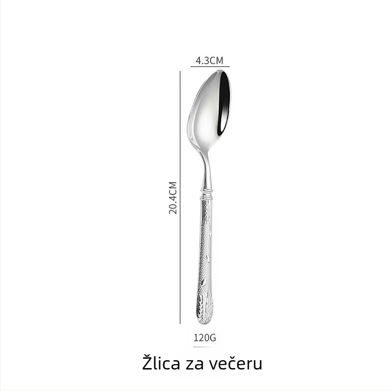 Visokokvalitetni set zapadnih pribora od nehrđajućeg čelika 304, kovani motiv pšenice, ekstra debeli, pet dijelova set za hotelsku upotrebu s pet zvjezdica