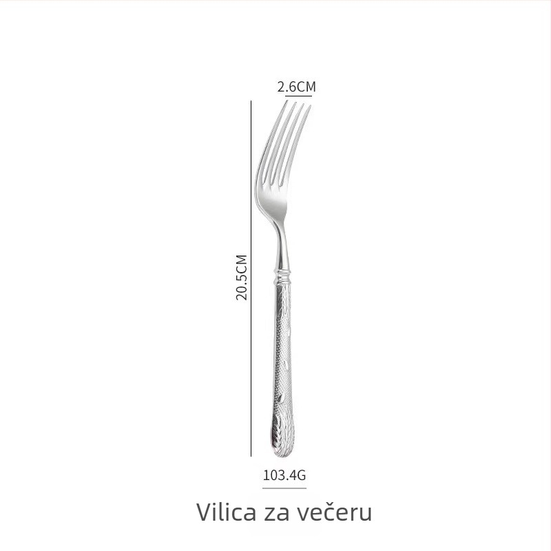 Visokokvalitetni set zapadnih pribora od nehrđajućeg čelika 304, kovani motiv pšenice, ekstra debeli, pet dijelova set za hotelsku upotrebu s pet zvjezdica