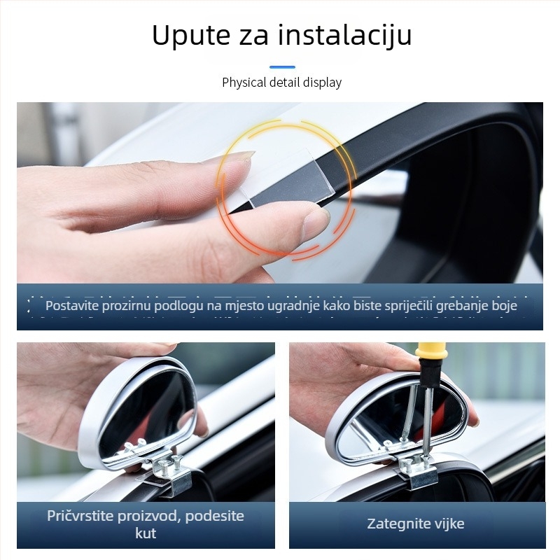 Tamno obojeni pomoćni retrovizor za automobile s visokim vidnim poljem, malo kružno konveksno zrcalo širokog kuta za mrtve kutove i vožnju unatrag