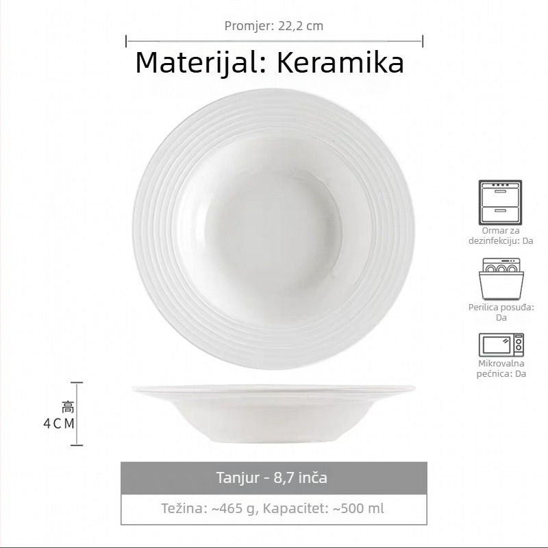 Okrugli keramički tanjur s prugastim uzorkom, nordički stil, promjer 12–12,9 cm