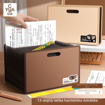 A4 harmonika fascikl s ručkom, 13 pretinaca, zatvarač, organizator dokumenata