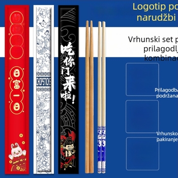 Jednokratne bambusove štapiće s jačim kraft papirnim omotom, četiri strane zatvaranja, za restorane i dostavu hot pot