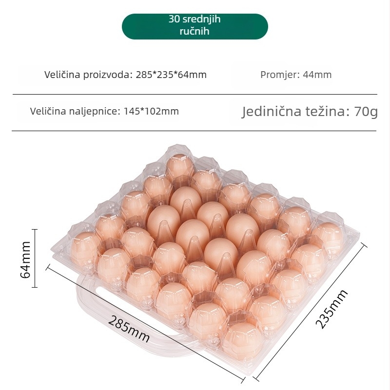 Prozirni plastični pladnjevi za jaja, komplet od 30 komada u više veličina, blister pakiranje