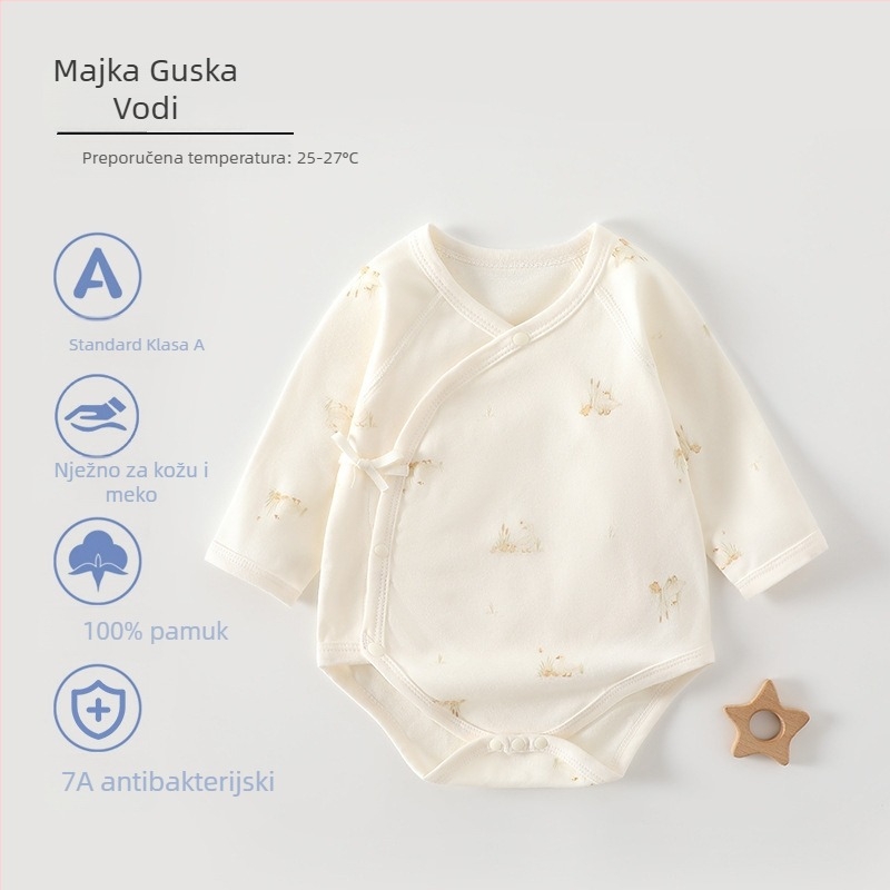 Pamukasti bebi kombinezon za novorođenčad, dugih rukava, sve sezone, unisex, kroj trokuta